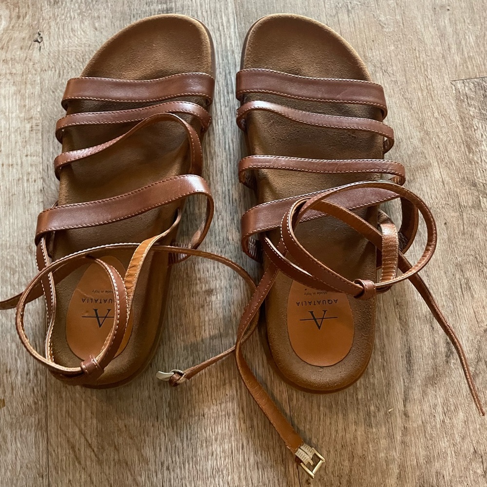 Aquatqlia sandals size 8. Only been worn twice, if that.